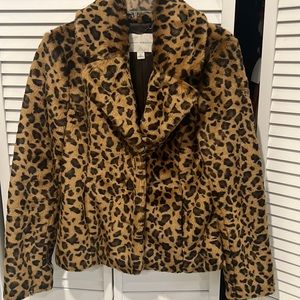 Banana Republic leopard faux fur blazer